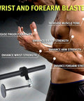 Grip Gains Forearm Wrist Roller Exerciser For Strength Training And Rehab At Home Or Gym featuring labeled muscle benefits