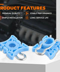 Blue nylon sliding jaw window regulator kit with clips for Volvo 1992-2009, shown on white platform, durable replacement part.