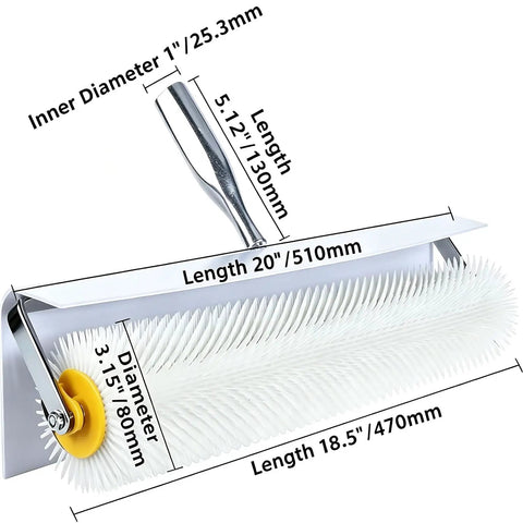 Spiked Screeding Compound Roller 19x1 Inch For Self Leveling Floors Keeps Bubbles Out, Smooth Epoxy Floor Finish Roller with measurements