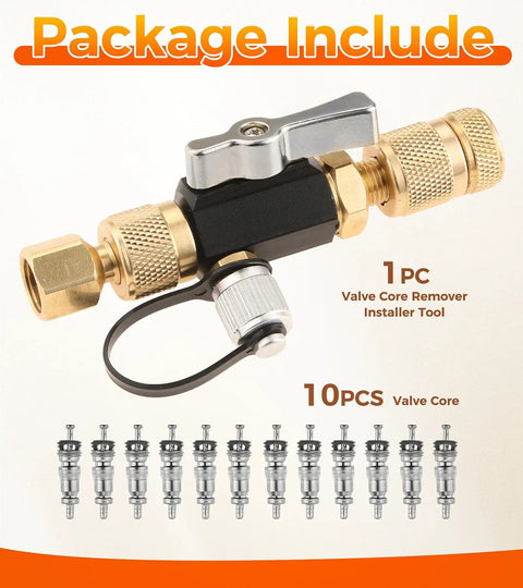 HVAC Valve Core Removal Tool For Home Refrigeration Systems, Dual Size One Quarter Inch And Five Sixteenth Inch SAE Kit