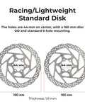 Two 160 mm MTB disc brake rotors, 1.8 mm thick, 6-bolt mount.