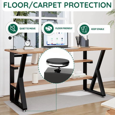 K Shape Beefy Heavy Duty Metal Table Legs Set Of 2, 28 Inches High And 20 Inches Wide, Black Iron With Adjustable Foot Pads