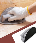 Pro Grade Drywall Corner Sander Kit With 24 Reusable 9 Inch Hook And Loop Discs Semi Circular Angle Sanding Tool in use