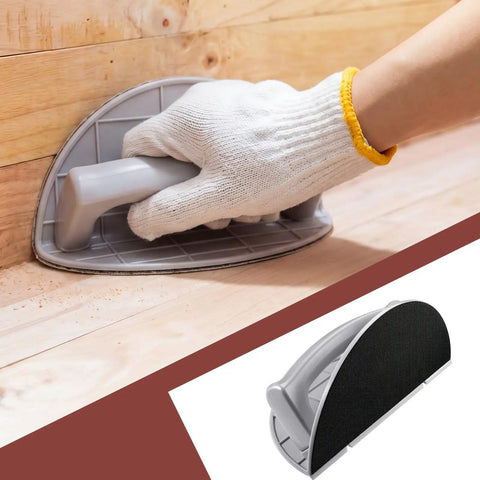 Pro Grade Drywall Corner Sander Kit With 24 Reusable 9 Inch Hook And Loop Discs Semi Circular Angle Sanding Tool in use