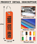 Personalized Embroidered Keychain With Double Sided Name Text Go To Car Key Holder Gift For Men Women Motorcycle Scooter Bicycle In 11 Color Options Lightweight Metal Clip with embroidery and fabric details