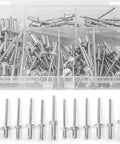 Five Box Aluminum Blind Rivet Set For Ductwork And Boat Home Repair With Pop Rivets Durable Assortment For Quick Fixes And DIY Projects Great For Auto Home Garage And Marine Repairs On A Wide Range Of Projects. aluminum blind rivets in organizer box