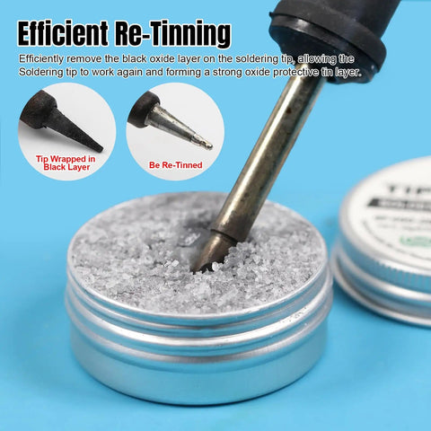 Soldering Tip Tinner Cleaner And Refresher Flux For Lead Free Soldering, pro grade paste F490 0.92oz 26g in use.
