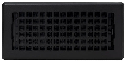 Durable Metal Lattice Air Vent Cover 4x10 Floor Register With Adjustable Damper Lever Black For Home Vents Dope Modern Look Oversized Faceplate Conceals Floor Imperfections Easy Install Fit 4x10 Openings shown from the front.