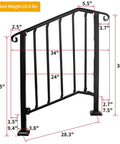 Diagram of Adjustable Handrail For Two Or Three Steps With Real Wrought Iron Material showing dimensions and design details.