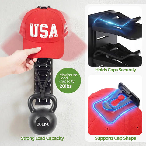 Solid Two Pack Wall Mount Hat Rack Organizer Holds Up To 36 Baseball Caps Smooth Sliding Clips Fit Snapbacks Beanies And Trucker Hats Game Changer Closet Setup You Straight Gonna Appreciate Daily