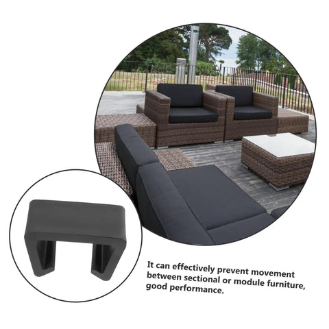 12 Piece Outdoor Furniture Clips For Sofa And Patio Wicker Chairs Easy To Install No Tools Needed Sturdy Rattan Connectors shown in use on patio set