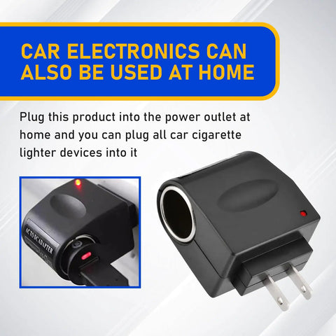 Hassle Free 220V AC To 12V DC Power Inverter With Universal Cigarette Lighter Plug for home and car electronics outlet usage.