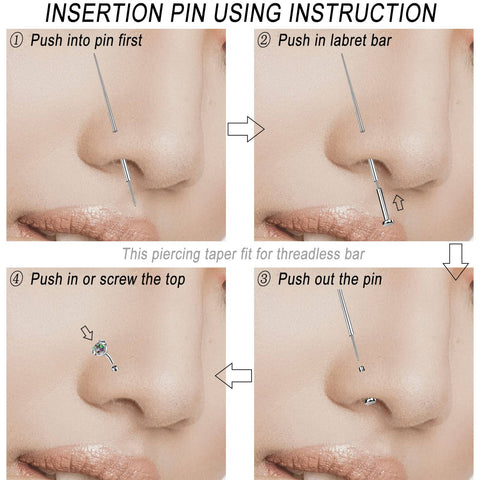 Implant Grade Titanium Insertion Pin Taper 18G 16G 14G G23 For Nose Ear Navel Lip Threadless Piercings Jewelry Starter Kit