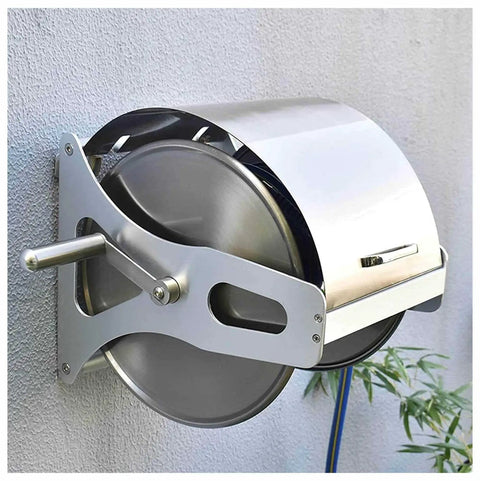 Heavy Duty Stainless Steel Garden Hose Reel With Rock Solid Wall Mount Hose Storage and Retractable Hose Holder for Up to 40 Meters