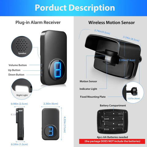 Wireless Driveway Alarm System With 600 Foot Range All Weather Outdoor Motion Sensor And Microwave Infrared Detector Real Time Alerts