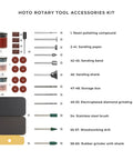 Badass Sixty Piece Rotary Tool Accessory Crate For One Eighth And Three Thirty Two Shafts with sanding and polishing tools.