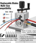 Heavy Duty Manual Wire Stripper Tool With Five Blade System, Lightweight Plastic Body, Hand Crank For 2 To 20mm Cables, shown with wires