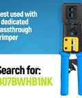Dedicated passthrough crimper tool for RJ45 Cat6 Pass Through Connectors and Strain Relief Boots Pack of 100