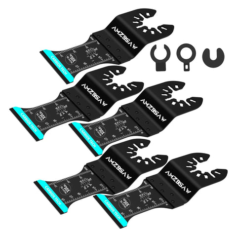 Heavy Duty Five Piece Carbide Oscillating Multi Tool Blades for Cutting Bolts Screws and Sheet Metal, 1 3/8 inch size.