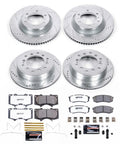Front And Rear Brake Kit For Lexus GX460 2010-2023 And Toyota 4Runner 2010-2024 With Beefed-Up Truck And Tow Carbon Fiber Ceramic Pads Plus Drilled And Slotted Rotors Upgrade K5874-36, featuring rotors and brake pads layout.