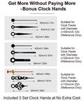 Battery Operated Clock Mechanism Replacement Kit with Silent Quartz Movement, showing bonus clock hands in different sizes and styles.