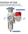 Industrial Air Compressor Filter Regulator Combo Three Eighth Inch NPT 0-150 PSI Gauge With Semi Auto Drain Valve in use diagram