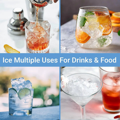 Cocktails with ice from Ice Bag With Twist Tie Enclosure, 10 Lb Capacity, 50 Pack, Durable 1.5 Mil Plastic, Freezer Safe