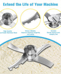 Outer Bowl Lid With Paddle Replacement For Ninja Ice Cream Maker Creami, reusable stainless steel 4-blade lid for NC299AMZ NC300 NC301