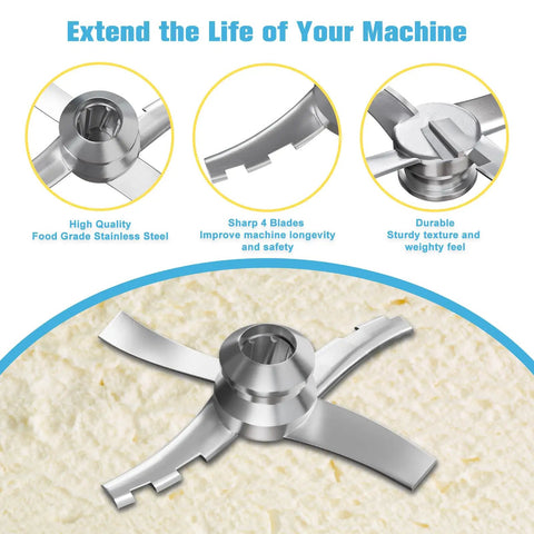 Outer Bowl Lid With Paddle Replacement For Ninja Ice Cream Maker Creami, reusable stainless steel 4-blade lid for NC299AMZ NC300 NC301