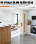 Clear Crystal Pvc Wall Corner Protectors 4 Pack Impact Resistant Corner Guards in kitchen setting showcasing size and installation.