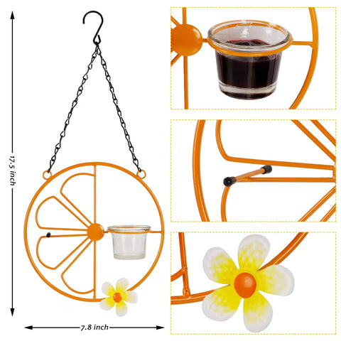 Oriole Bird Feeder For Outdoors Jelly And Oranges, Orange Fruit Feeder With Glass And Metal Build, Hanging Garden Bird Feeder