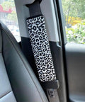 10 Pack Sublimation Blank Car Seat Belt Pad Covers Neoprene DIY Heat Transfer Cushions for Auto Interiors shown in car