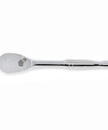 One Quarter Inch Drive 84-Tooth Teardrop Ratchet, 5 Inch Length, Full Polish Chrome Finish, Enclosed Head Design Keeps Dirt Out