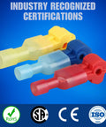 360 Piece T Tap Wire Connectors Kit For AWG 22 To 10 Color Coded Quick Splice Terminals Self Stripping Tap Disconnects Kit For Wiring Projects That Rock For Vehicle Installations, featuring industry certifications icons.