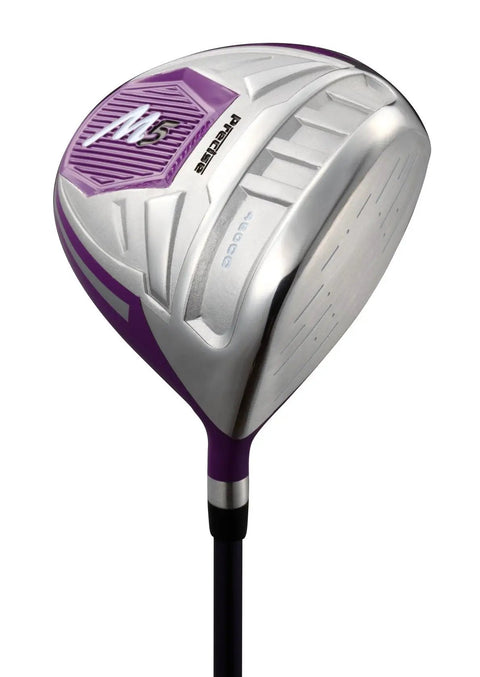 Left Handed Ladies Golf Club Set With Driver Wood Hybrid Irons Putter Graphite Shafts Three Head Covers And Stand Bag Complete All In One Regular Size Purple For Beginners To Intermediate Players driver close-up