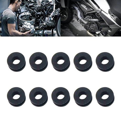 10Pcs Black Motorcycle Side Cover Grommets Kit For Fairings And Panels Slick Rubber Gasket Seals For 600RR 600F F4i 250R 125R And More Easy Install Snug Fit Prevent Rubbing, 10 black rubber grommets