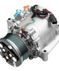 Straight Up Solid Drop-In AC Compressor With Clutch For Honda Civic 2006-2011 1.8L featuring seven groove pulley and electrical connector.