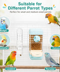 Top Tier Bird Water And Food Dispenser Set With Snap On Magnetic Tray and Drip Free Design For Parakeets Cockatiels And Lovebirds. A feeder suitable for budgies, cockatiels, lovebirds, and conures.