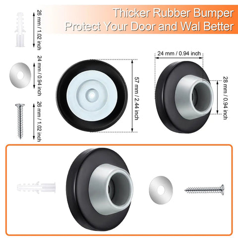 Concave Wall Door Stopper Set With Stainless Steel Bumpers And Grey Rubber Knob Covers Flush Mount Wall Protector For Doors Black Finish 4 Pack Easy Install Prevent Holes And Dents On Walls