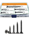 Wood Screws Kit 250 Piece High Hardness Flat Head Wood Screws Set With Phillips Drive Assorted Sizes in plastic case