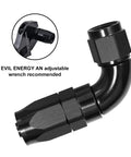 12AN 90 Degree One Piece Full Flow Hose End Fitting Swivel For CPE Braided Hose Aluminum 6061 T6, 1 1/16-12 UNF, AN12, black 90-degree hose fitting