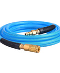 Heavy Duty 25Ft 1/4 Inch Polyurethane Air Hose With Braided Reinforcement, Flexible Pneumatic Hose, Quick Connect Fittings, 300 PSI, Ideal For Garage Shop Auto Use