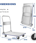 35 Inch Long By 21 Inch Wide Aluminum Platform Truck Foldable Cart With 800 Lb Capacity shown folded and open with wheel close-up.