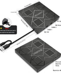5 In 1 External CD DVD Drive For Laptop With USB 3 Type C No Fuss Plug And Play Portable CD DVD RW Burner Plus SD And TF Card Reader DVD ROM Rewriter Compatible With Windows Mac Linux, black