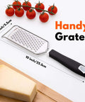 Stainless Steel Handheld Cheese Grater With Soft Grip Handle And Zester, Sharp Etched Grating Surface For Cheese, Tomatoes, and Cheese Block