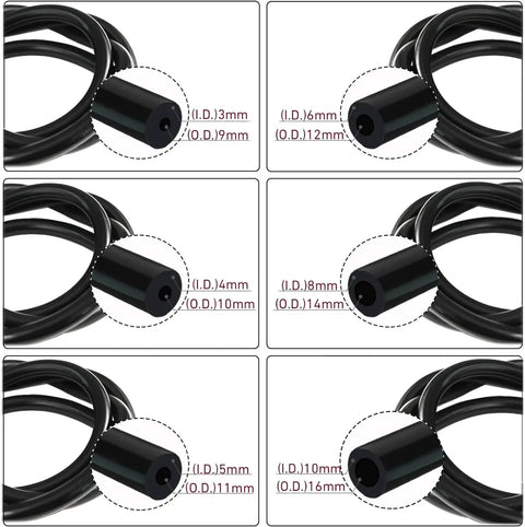 Automotive Silicone Vacuum Hose Kit With 3Mm 4Mm 5Mm 6Mm 8Mm 10Mm Inner Diameters Six Black High Temp Silicone Hoses