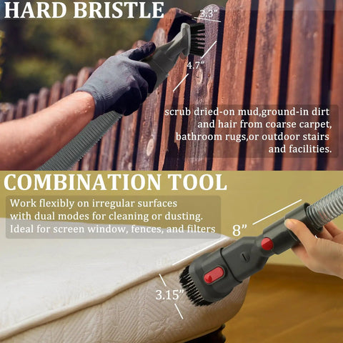 All In One Attachment Kit For Dyson Cordless Vacuum Gen5 V15 V15s V12 V11 V10 V9 V8 V7 Detect Cyclone Torque Drive Absolute Animal Cleaning Accessories used on fence and mattress.