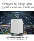 Orbi 5G Tri-Band WiFi 6 Mesh System With Router And 1 Satellite Extender for fast internet via 5G broadband, showing speed map