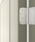 Three Pack Satin Nickel Door Hinges 4 Inch By 4 Inch Iron Hinges With Square And Round Corners Includes 24 Matching Screws For Exterior And Interior Doors Built To Last installed on light wood door