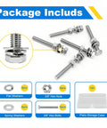 Heavy Duty 3/8-16 Hex Bolt Set Kit Five 3 Inch Stainless Steel 304 Right Hand Bolts With Nuts Flat Washers And Spring Lock Washers For DIY Fixes And Home Projects